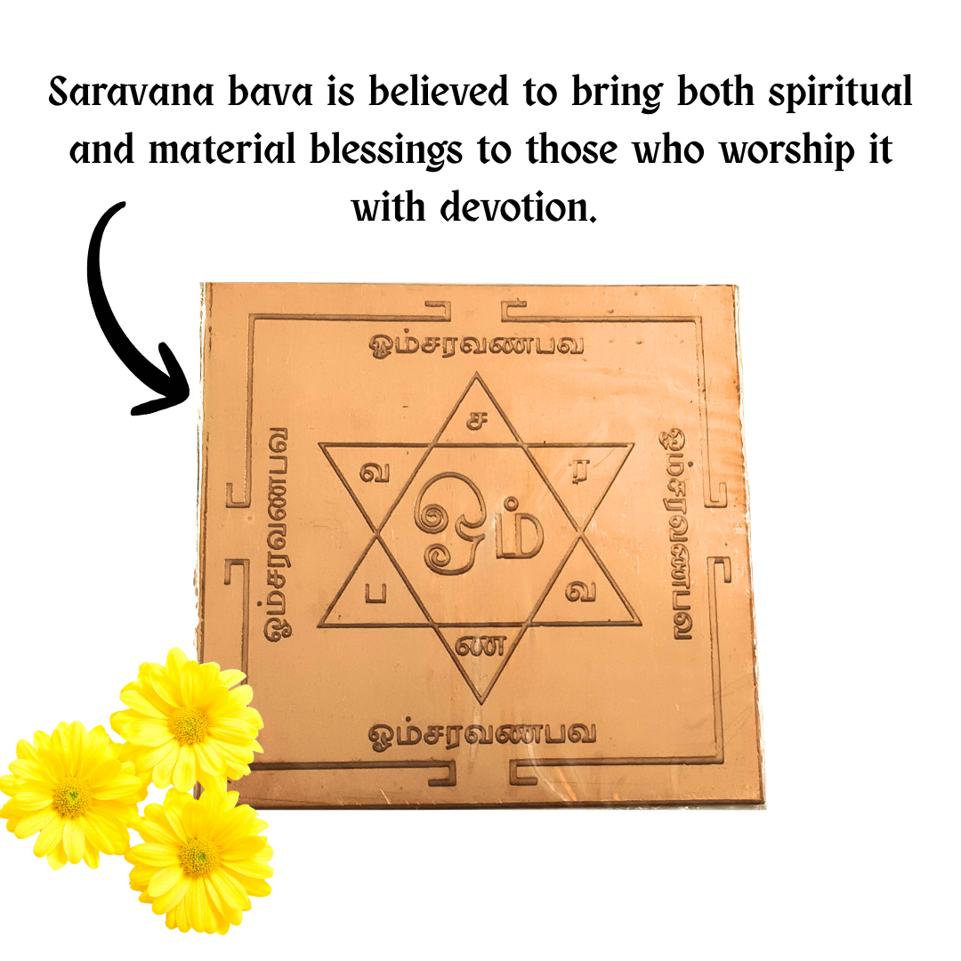 Om Saravana Bhava Copper Yantra 3 inch