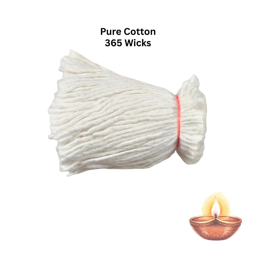 365 Cotton White Wicks for puja thiri (3 Bundles)