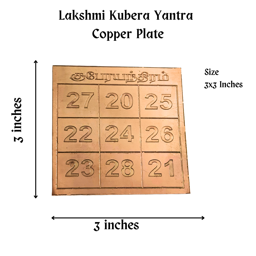 Copper Kubera Yantra Number Plate 3 Inch