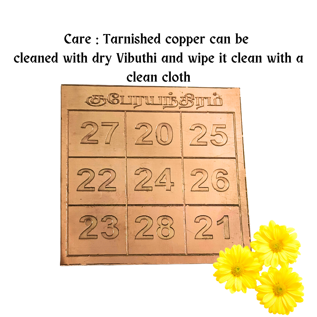 Copper Kubera Yantra Number Plate 3 Inch