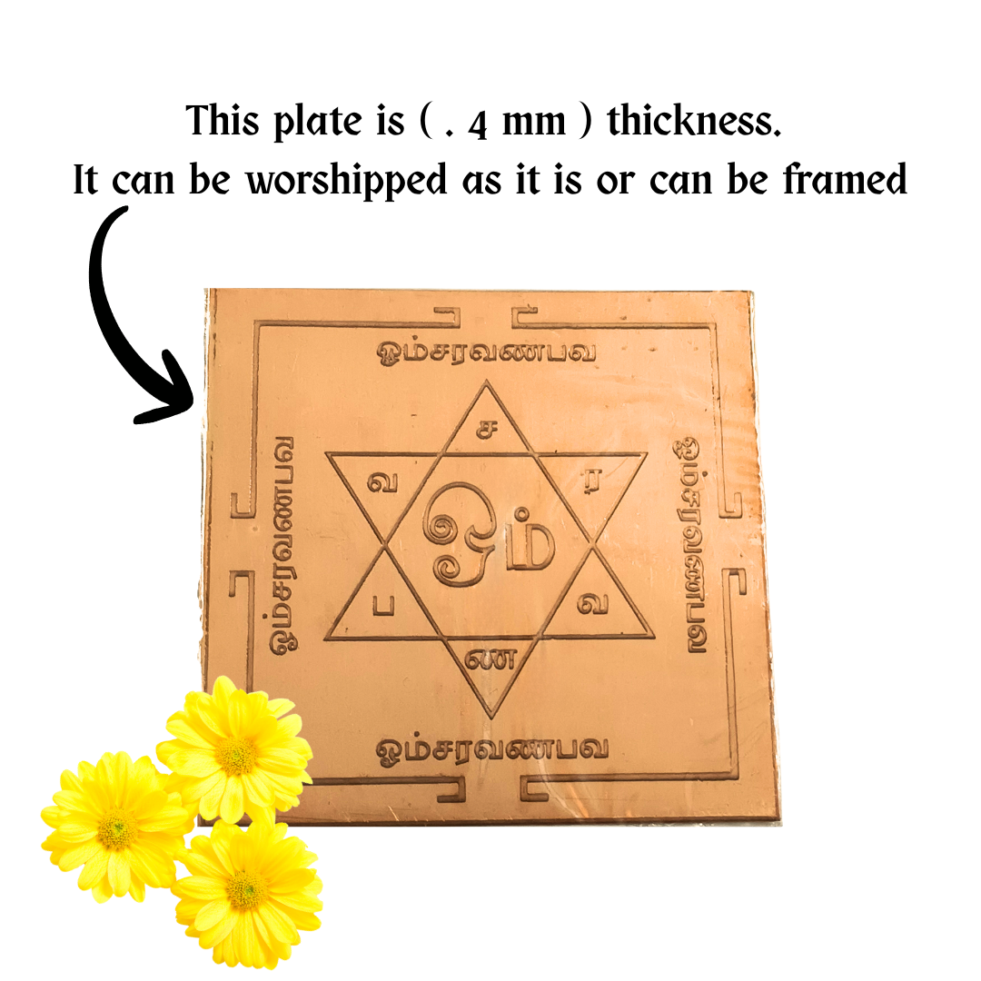 Om Saravana Bhava Copper Yantra 3 inch