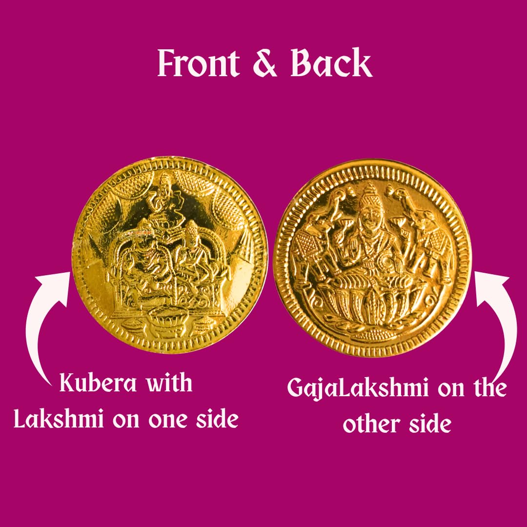 Lakshmi Kubera Coins | 27 Nos Gold Color Brass Coins