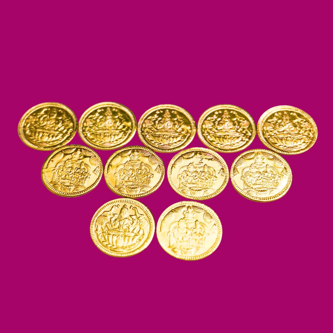 Lakshmi Kubera Coins | 27 Nos Gold Color Brass Coins