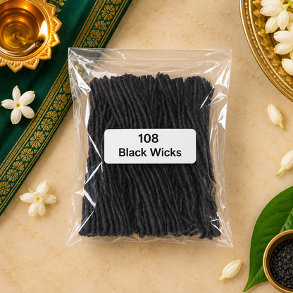 Black Cotton Wicks for Shani Pooja (108 Pieces)