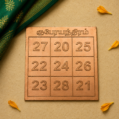 Copper Kubera Yantra Number Plate 3 Inch
