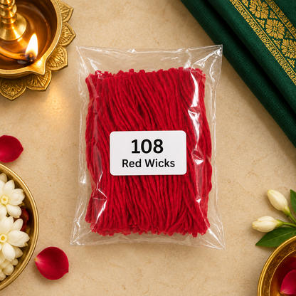 Red Cotton Wicks for Pooja | 108 Pieces