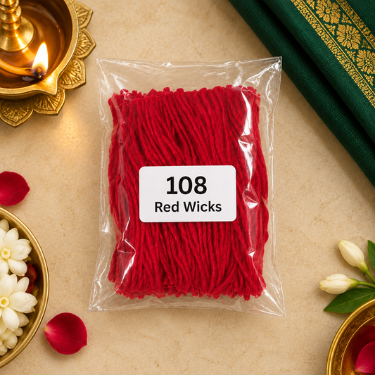 Red Cotton Wicks for Pooja | 108 Pieces