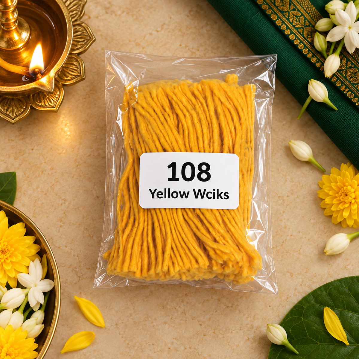 Cotton Wicks Yellow (108 Pieces)