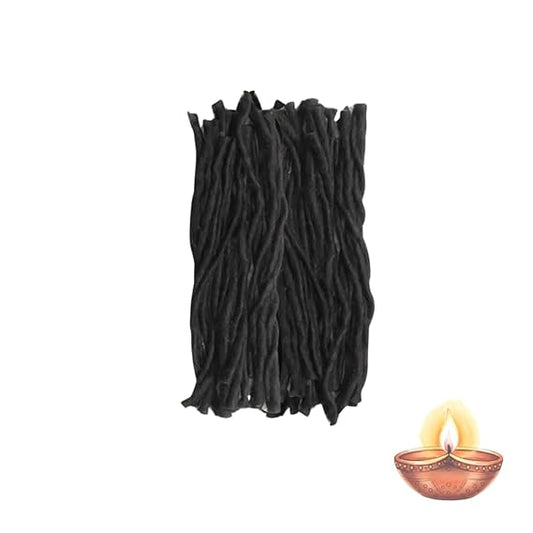 Black Cotton Wicks for Shani Pooja (108 Pieces)