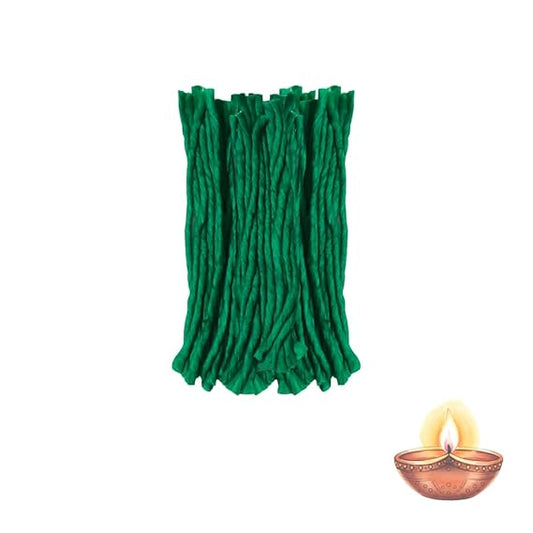Green Cotton Wicks – 108 Pieces Kubera Thiri